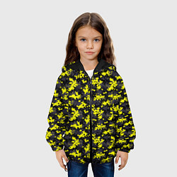 Куртка с капюшоном детская Камуфляж Пиксельный Чёрно-Жёлтый, цвет: 3D-черный — фото 2