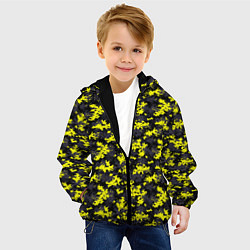 Куртка с капюшоном детская Камуфляж Пиксельный Чёрно-Жёлтый, цвет: 3D-черный — фото 2