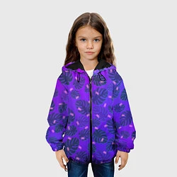 Куртка с капюшоном детская Неоновый Chill и пальмовые листья, цвет: 3D-черный — фото 2