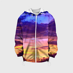 Куртка с капюшоном детская Небо на закате, цвет: 3D-белый