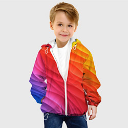 Куртка с капюшоном детская Разноцветные цифровые волны, цвет: 3D-белый — фото 2