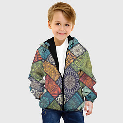 Куртка с капюшоном детская Мандала орнамент, цвет: 3D-черный — фото 2