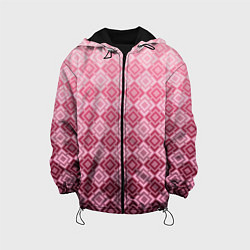 Куртка с капюшоном детская Розовый геометрический градиентный узор, цвет: 3D-черный