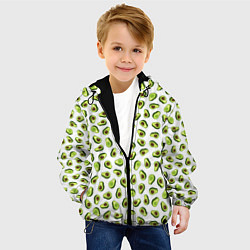 Куртка с капюшоном детская Смешное авокадо на белом фоне, цвет: 3D-черный — фото 2