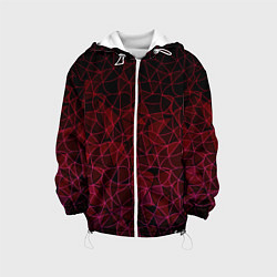 Куртка с капюшоном детская Темно-красный абстрактный узор, цвет: 3D-белый
