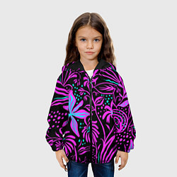 Куртка с капюшоном детская Цветочная композиция Fashion trend, цвет: 3D-черный — фото 2