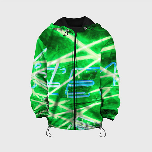 Детская куртка Неоновые лучи и буквы - Зелёный / 3D-Черный – фото 1