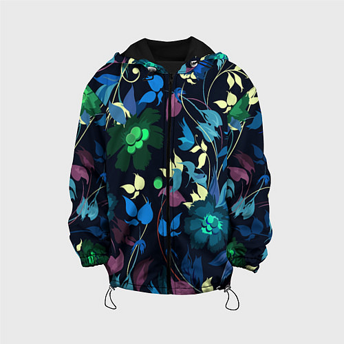 Детская куртка Color summer night Floral pattern / 3D-Черный – фото 1