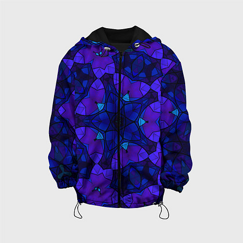 Детская куртка Калейдоскоп -геометрический сине-фиолетовый узор / 3D-Черный – фото 1
