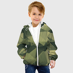 Куртка с капюшоном детская 3д полигоны - камуфляж, цвет: 3D-белый — фото 2