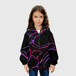 Куртка с капюшоном детская Неоновые линзы во тьме - Розовый, цвет: 3D-черный — фото 2