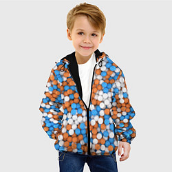 Куртка с капюшоном детская Глянцевые Разноцветные Шарики, цвет: 3D-черный — фото 2