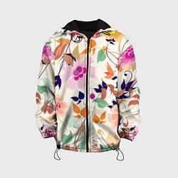 Куртка с капюшоном детская Summer floral pattern, цвет: 3D-черный