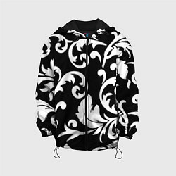 Куртка с капюшоном детская Minimalist floral pattern, цвет: 3D-черный