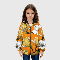 Куртка с капюшоном детская Удивительные летние тропические цветы с нераскрывш, цвет: 3D-черный — фото 2