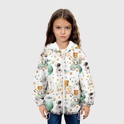 Куртка с капюшоном детская Львенок на ракете на белом, цвет: 3D-белый — фото 2