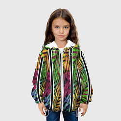 Куртка с капюшоном детская Пальмовые цветные полосы, цвет: 3D-белый — фото 2