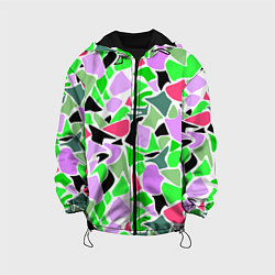 Куртка с капюшоном детская Abstract pattern green pink spots, цвет: 3D-черный