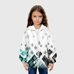 Куртка с капюшоном детская Geometric pattern Геометрический узор ромбы, цвет: 3D-белый — фото 2