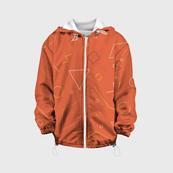Куртка с капюшоном детская Геометрические Фигуры На Оранжевом Фоне, цвет: 3D-белый