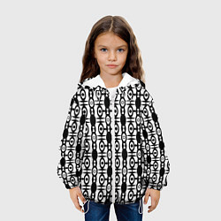 Куртка с капюшоном детская Черно-белый современный узор, цвет: 3D-белый — фото 2