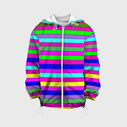 Куртка с капюшоном детская Multicolored neon bright stripes, цвет: 3D-белый