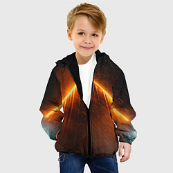 Куртка с капюшоном детская Неоновая крыша здания - Оранжевый, цвет: 3D-черный — фото 2