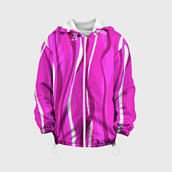 Куртка с капюшоном детская Розовые полосы, цвет: 3D-белый