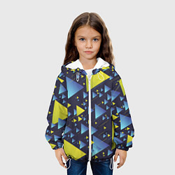 Куртка с капюшоном детская Абстракция Из Жёлтых и Синих Треугольников На Тёмн, цвет: 3D-белый — фото 2