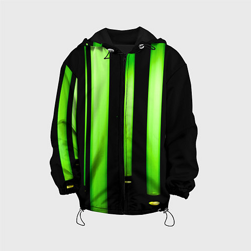 Детская куртка Абстрактные неоновые колбы с кислотой - Зелёный / 3D-Черный – фото 1