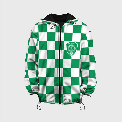 Детская куртка ФК Ахмат на фоне бело зеленой формы в квадрат / 3D-Черный – фото 1