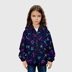Куртка с капюшоном детская Neon geometric shapes, цвет: 3D-черный — фото 2