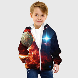 Куртка с капюшоном детская Яркая звезда в космическом пространстве, цвет: 3D-белый — фото 2