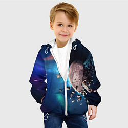 Куртка с капюшоном детская Космическое столкновение объектов, цвет: 3D-белый — фото 2