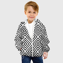 Куртка с капюшоном детская Абстрактные геометрические ромбы - Обман зрения, цвет: 3D-белый — фото 2