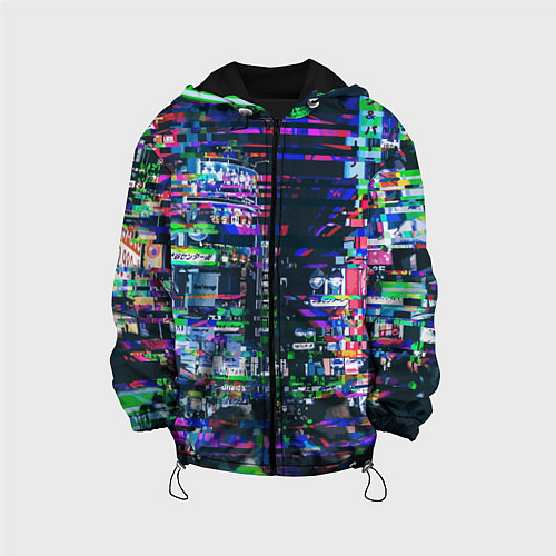 Детская куртка Ночной город - glitch / 3D-Черный – фото 1