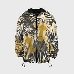 Куртка с капюшоном детская Жирафы в тропиках, цвет: 3D-черный