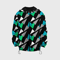 Куртка с капюшоном детская Разноцветные треугольники на черном фоне, цвет: 3D-черный