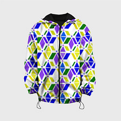 Куртка с капюшоном детская Разноцветный неоновый геометрический узор, цвет: 3D-черный