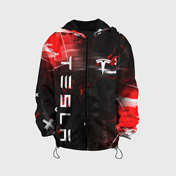 Куртка с капюшоном детская TESLA MOTORS - КРАСНЫЙ ГЛИТЧ, цвет: 3D-черный
