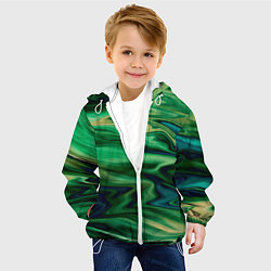 Куртка с капюшоном детская Абстрактный узор в зеленых тонах, цвет: 3D-белый — фото 2
