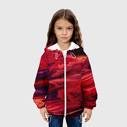 Куртка с капюшоном детская Красный абстрактный модный узор, цвет: 3D-белый — фото 2