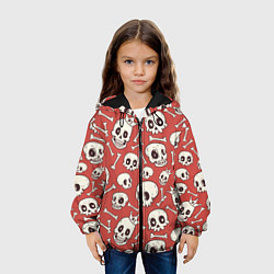Куртка с капюшоном детская Черепа на красном фоне, цвет: 3D-черный — фото 2