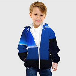 Куртка с капюшоном детская Абстрактные геометрические фигуры - Cиний, цвет: 3D-белый — фото 2