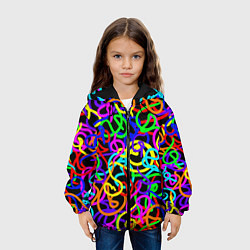 Куртка с капюшоном детская Неоновый беспорядок, цвет: 3D-черный — фото 2