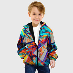 Куртка с капюшоном детская Яркий неоновый абстрактный узор, цвет: 3D-черный — фото 2