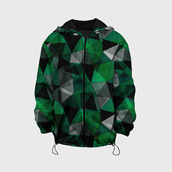 Куртка с капюшоном детская Зеленый, серый и черный геометрический, цвет: 3D-черный
