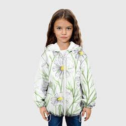 Куртка с капюшоном детская Скетч Ромашки, цвет: 3D-белый — фото 2