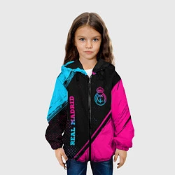 Куртка с капюшоном детская Real Madrid - neon gradient: символ и надпись верт, цвет: 3D-черный — фото 2