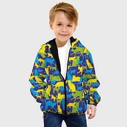 Куртка с капюшоном детская Синий кошачий камуфляж, цвет: 3D-черный — фото 2